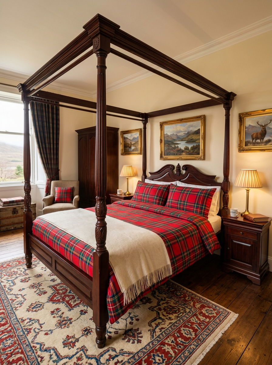 Red tartan bedding - 30 plaid bedroom ideas