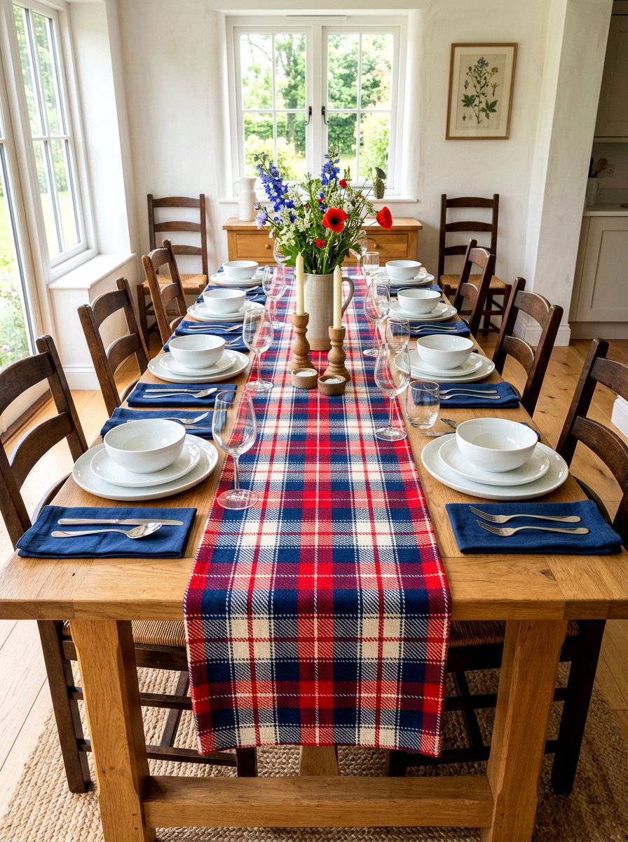 Red white and blue table runner - 30 patriotic table decor ideas