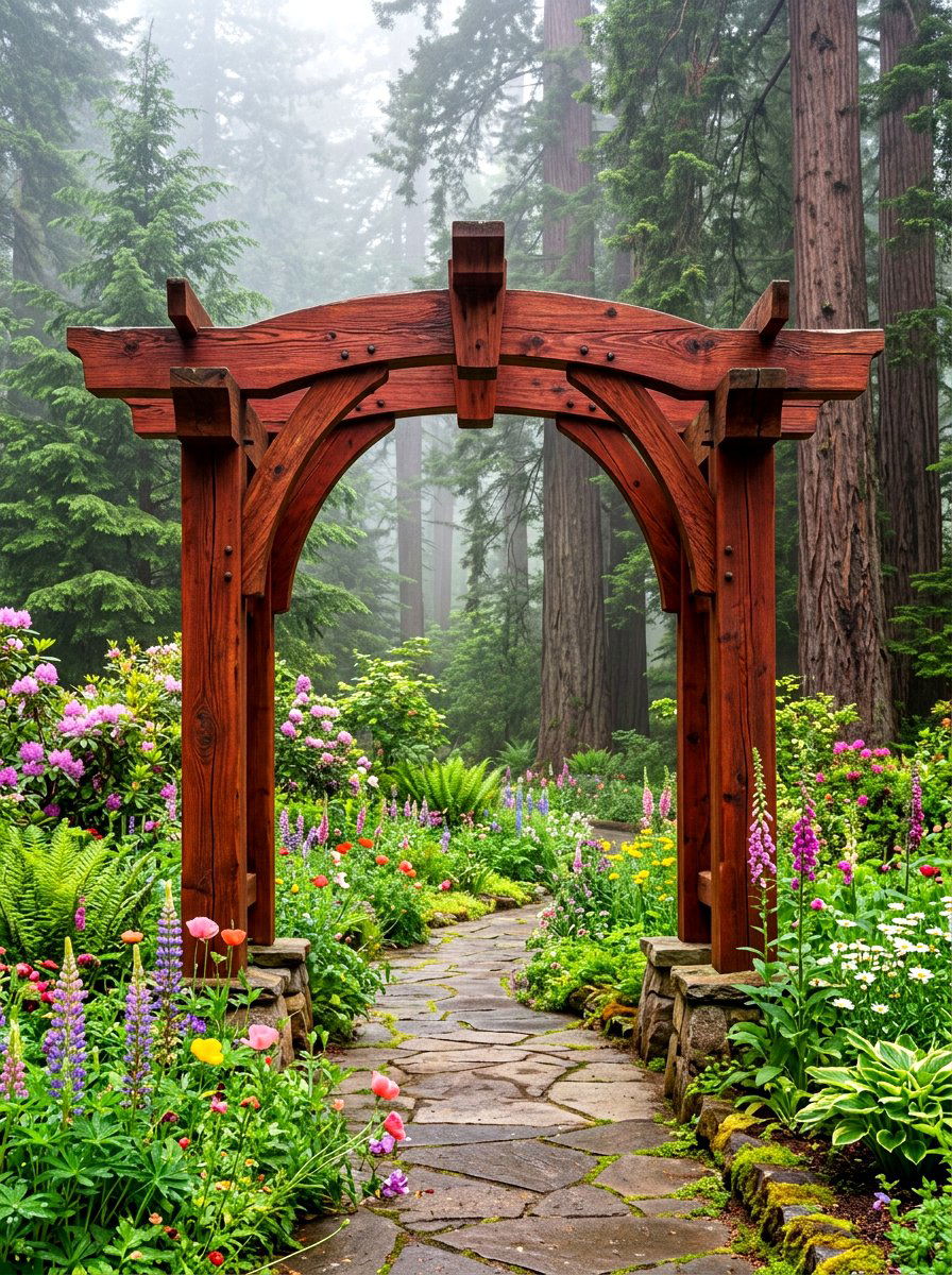Redwood Arch - 30 grape arbor ideas