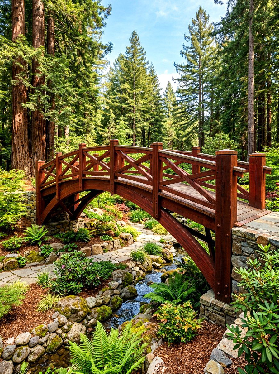 Redwood Bridge - 30 pond bridge ideas