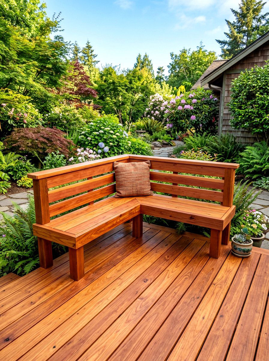 Redwood Deck Bench - 30 deck built in seating ideas