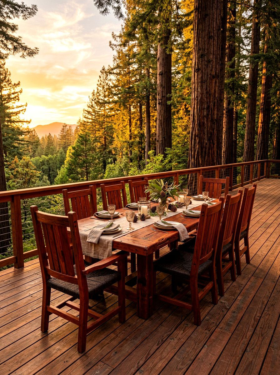 Redwood Deck Furniture Set - 30 rustic outdoor furniture ideas