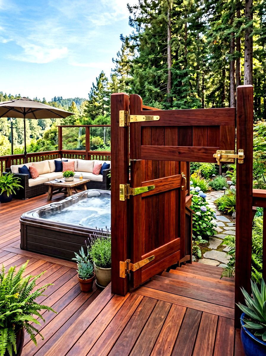 Redwood Deck Gate - 30 deck gate ideas