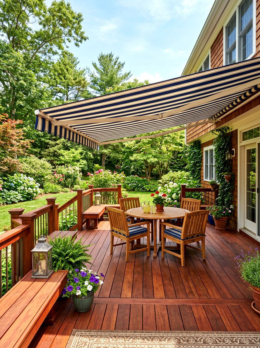 Redwood Deck With Awning - 30 covered deck ideas