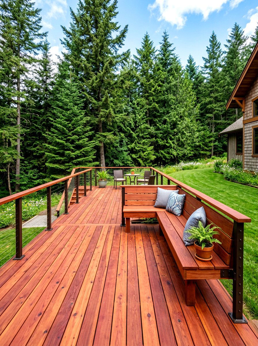 Redwood Deck - 30 wood stain deck ideas