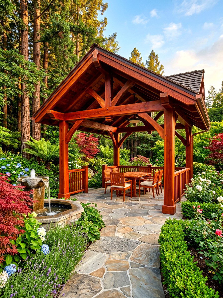 Redwood Gazebo - 30 rustic gazebo ideas