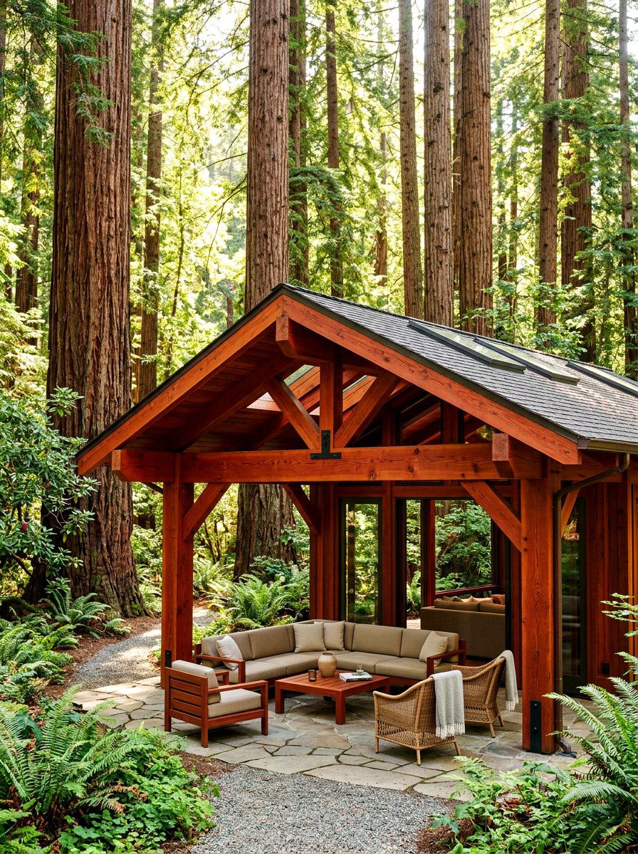 Redwood Pavilion - 30 wood pavilion patio ideas