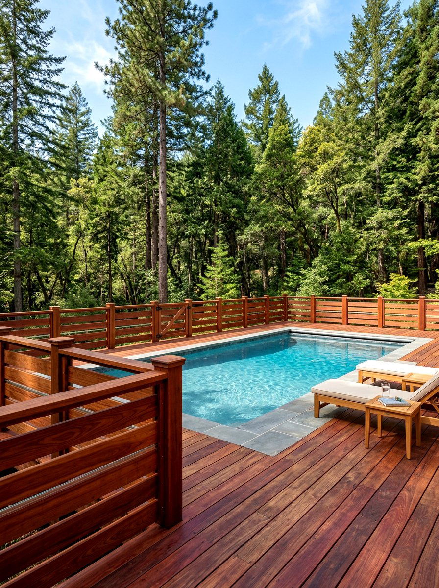 Redwood Pool Fence - 30 pool fence ideas