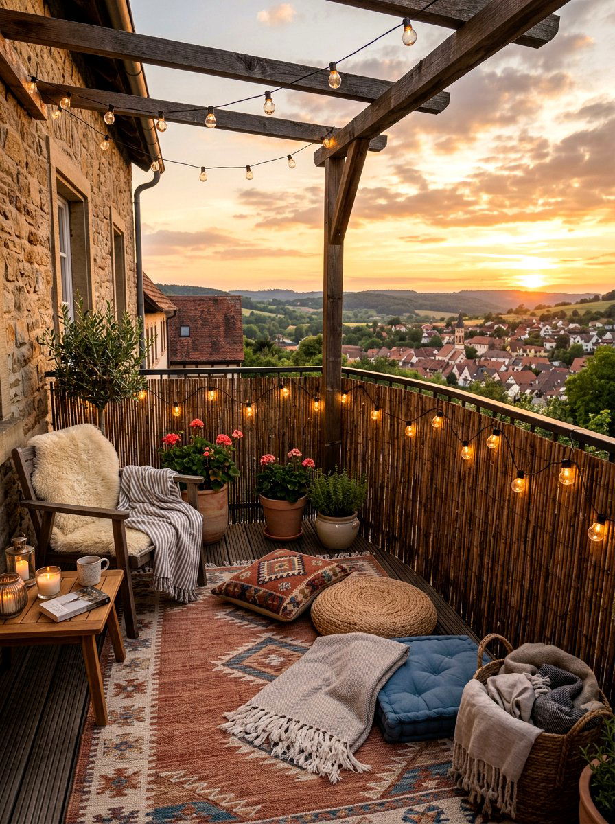 Reed fence roll - 30 apartment patio privacy ideas