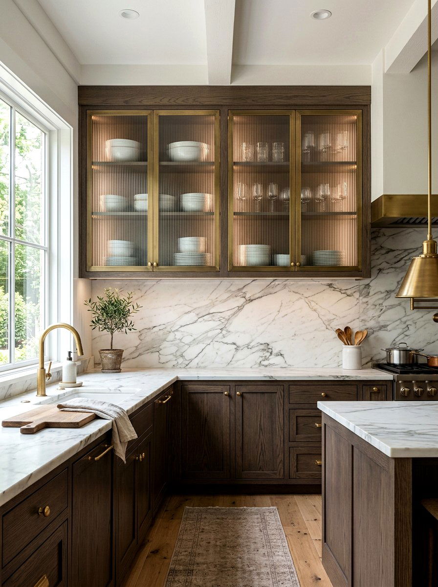Reeded Glass Kitchen Cabinet - 30 Parisian kitchen ideas