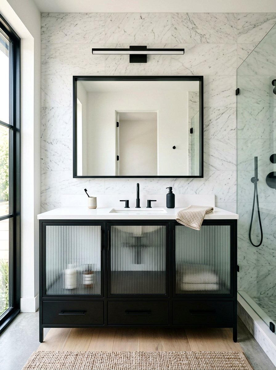 Reeded Glass Vanity - 30 neo deco bathroom vanity ideas