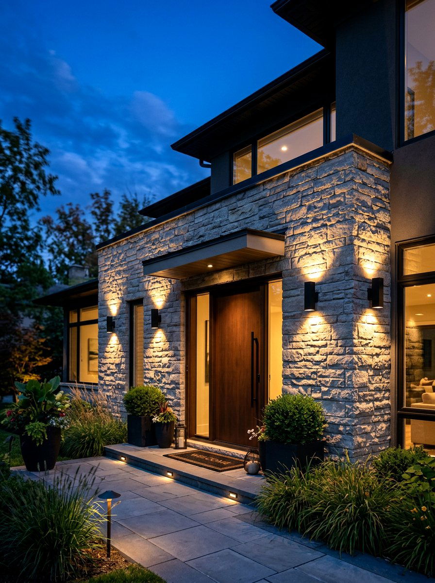 Refined exterior wall illumination - 30 quiet luxury curb appeal ideas