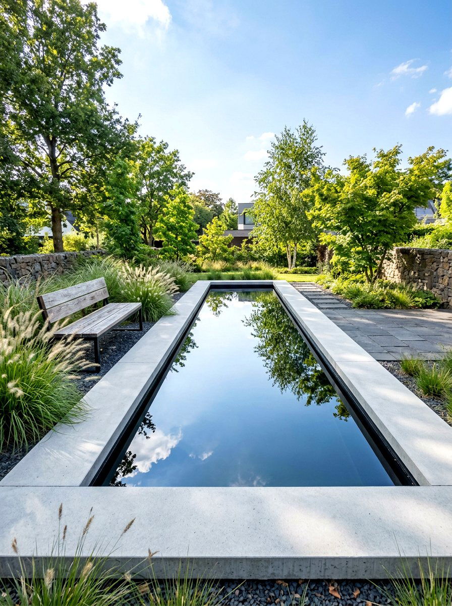 Reflecting Pool Feature - 30 warm minimalist backyard ideas