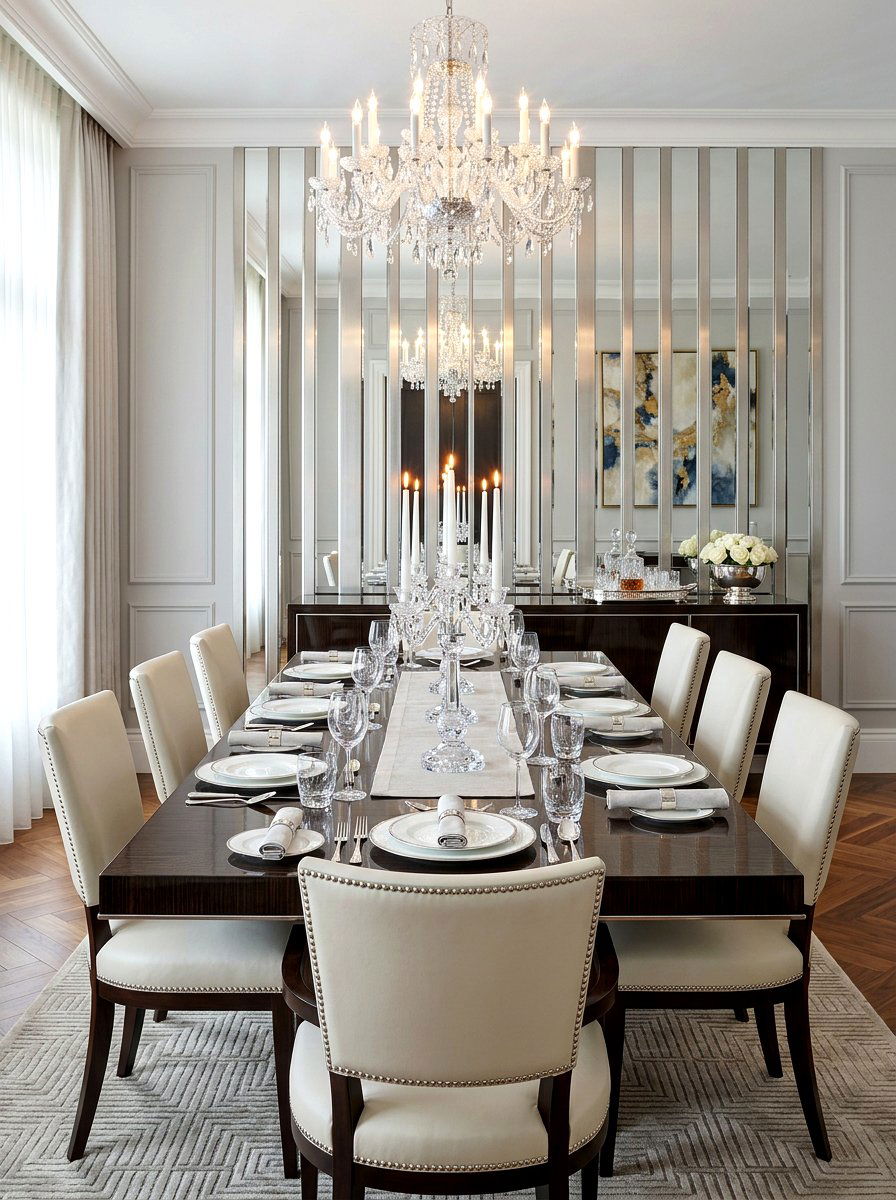 Reflective Mirror Strips - 30 candle table runner ideas