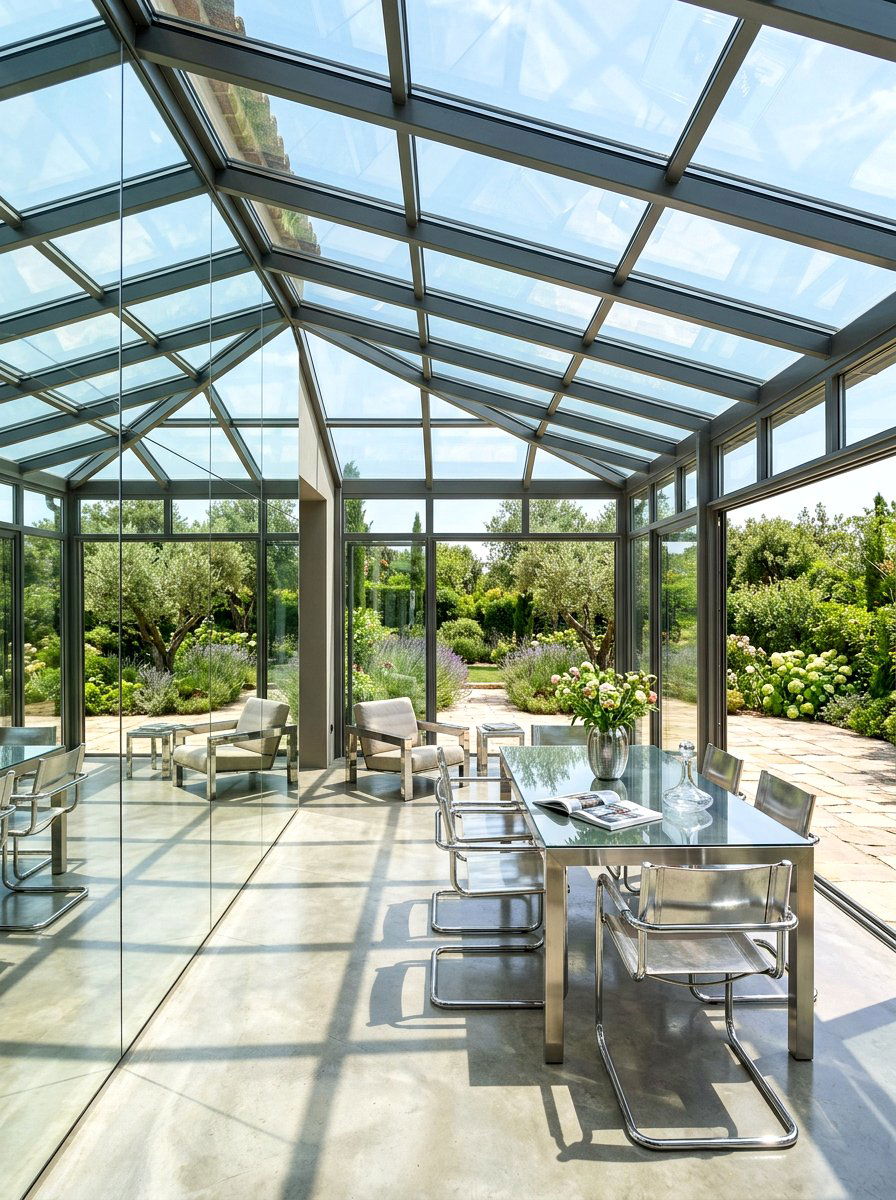 Reflective Sunroom Design - 30 metallic maximalist decor ideas