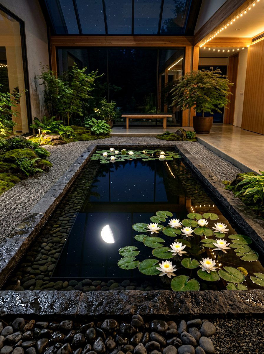 Reflective Water Feature - 30 moon garden ideas