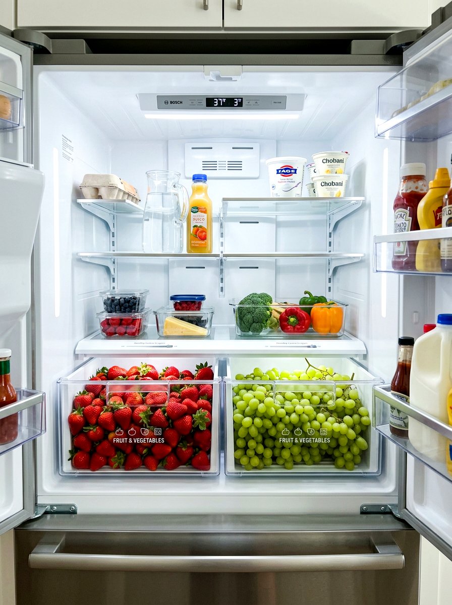 Refrigerator Fruit Storage - 30 clear bin organization ideas