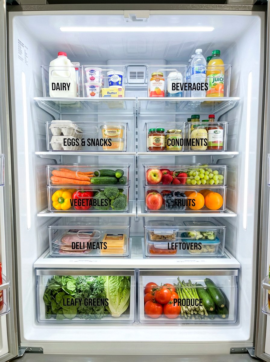 Refrigerator bin labels - 30 label organization ideas