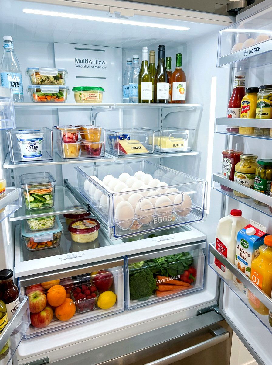 Refrigerator egg storage drawer - 30 food container organization ideas