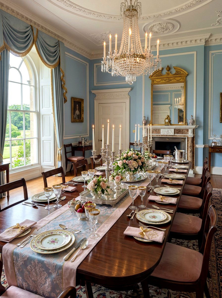 Regency chic formal dining - 30 dinner party table ideas aesthetic