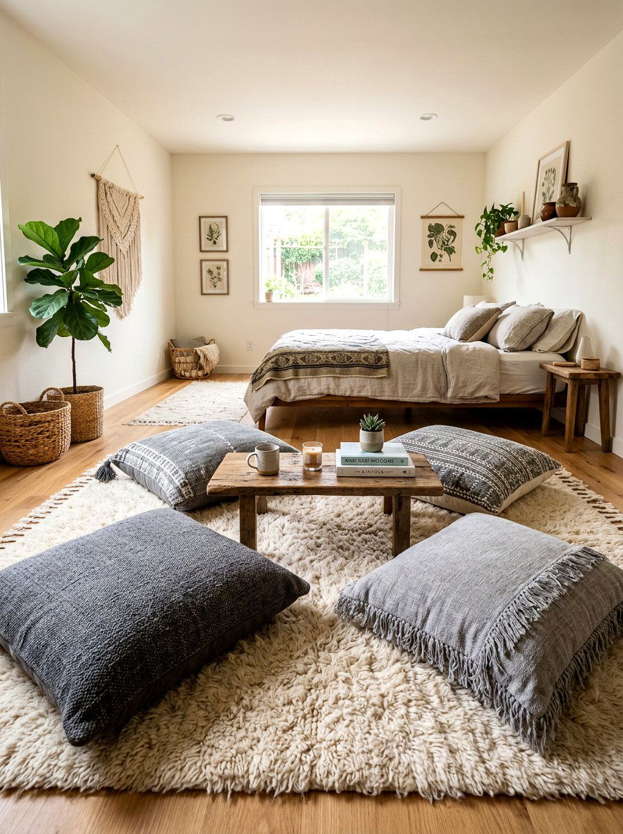 Relaxed Floor Seating Bedroom - 30 cozy winter bedroom ideas