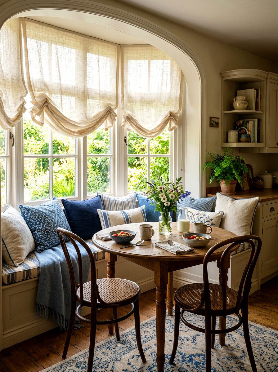 Relaxed fold breakfast shades - 30 roman shade ideas