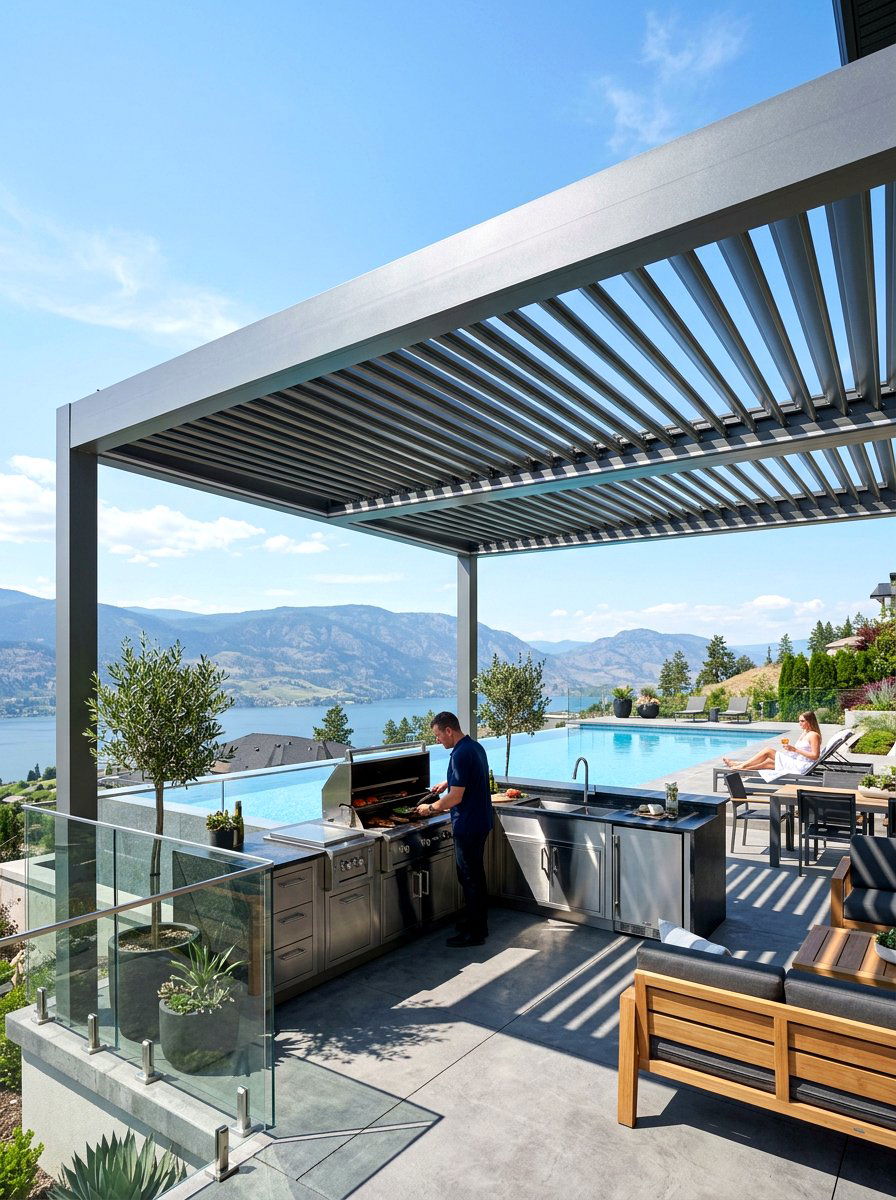 Remote Control Louvered Roof - 30 retractable pergola shade ideas