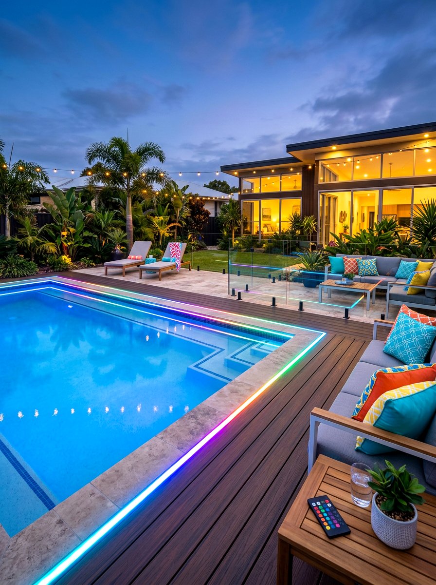 Remote Control Pool Light Strips - 30 pool lighting ideas