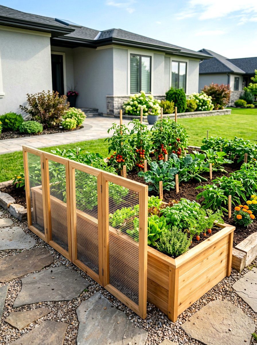 Removable Garden Bed Screen - 30 raised bed fence ideas