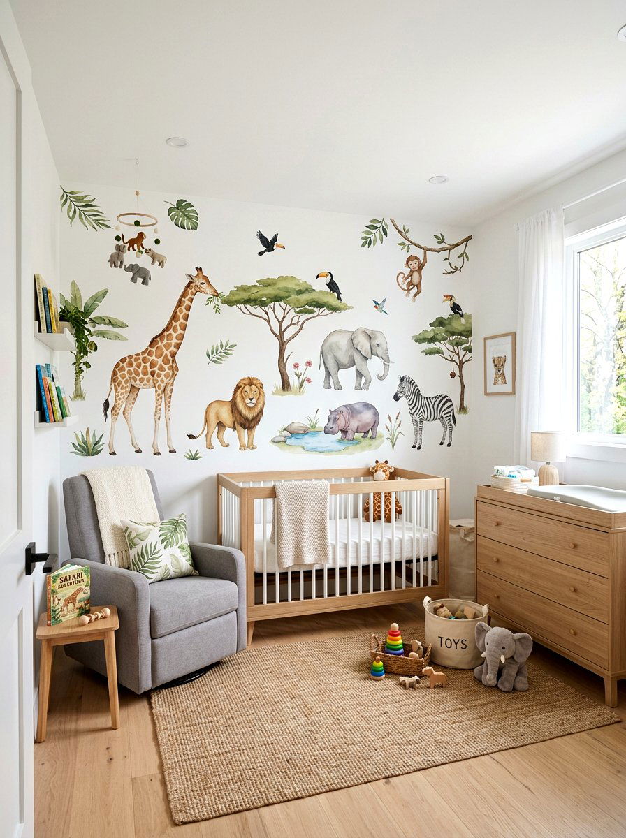 Removable Safari Wall Decals - 30 safari wall mural nursery ideas