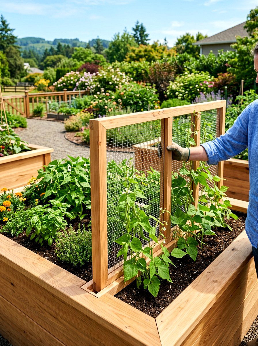 Removable Screen Garden Trellis - 30 raised bed trellis ideas