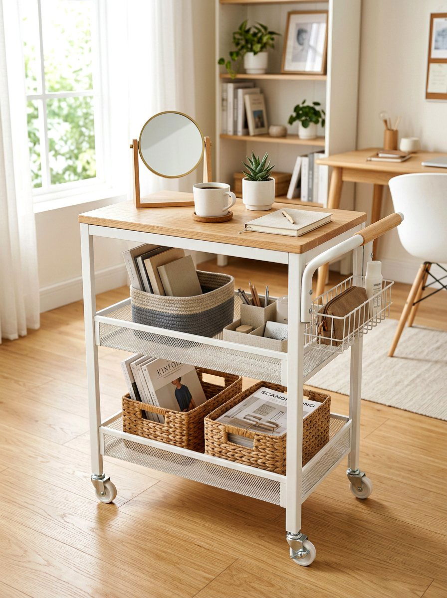 Removable Side Table Attachment For Rolling Carts - 30 beauty cart organization ideas
