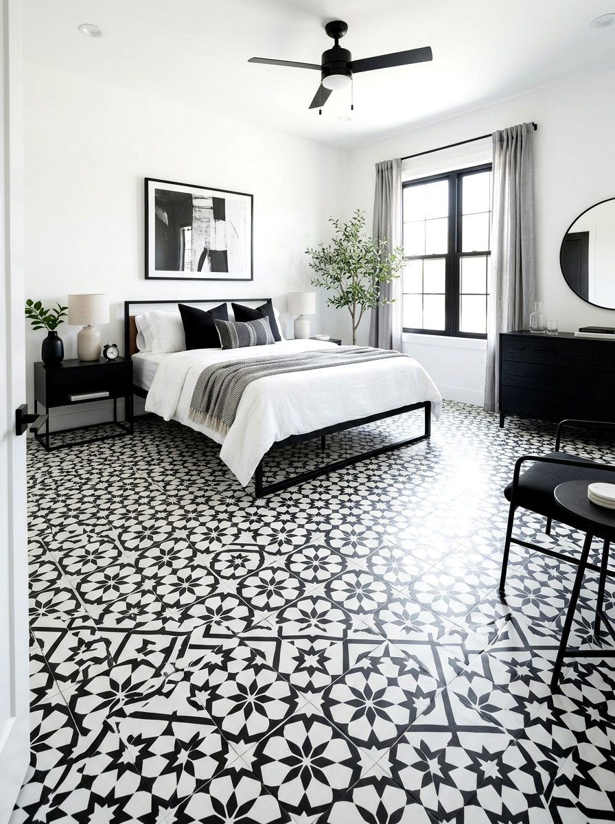 Removable Vinyl Floor Bedroom - 30 renter friendly bedroom ideas