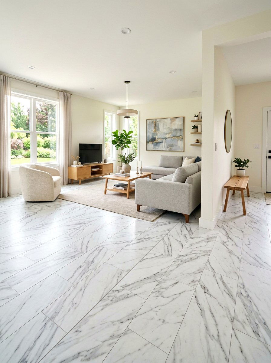 Removable Vinyl Floor Tiles - 30 renter friendly living room ideas