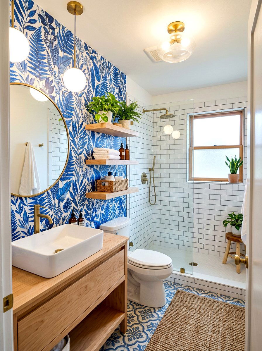 Removable wallpaper - 30 rental bathroom ideas