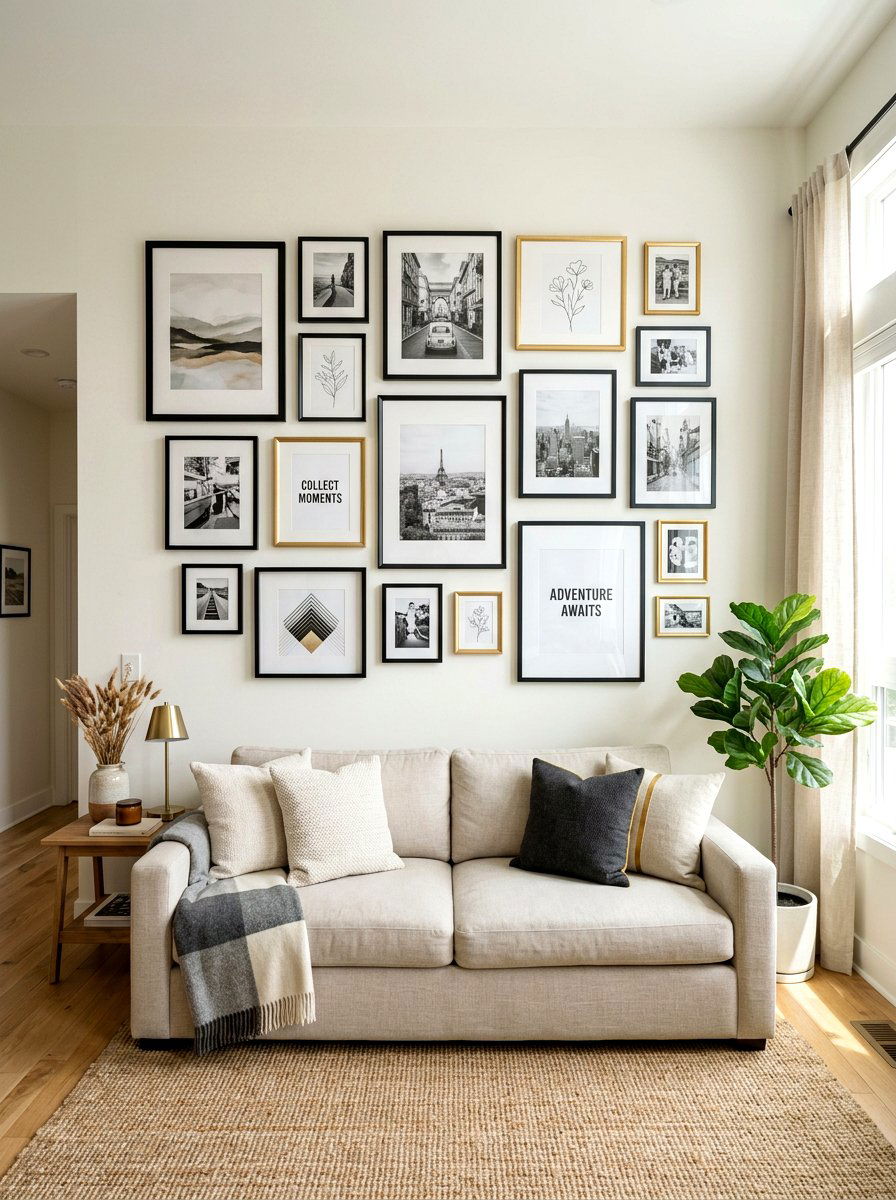 Rental Friendly Gallery Wall - 30 first apartment ideas