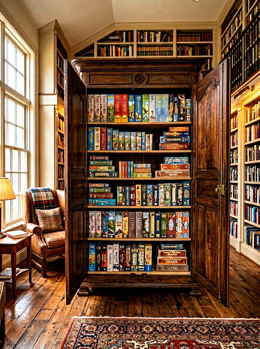 Repurposed Armoire Wardrobe - 30 board game storage ideas