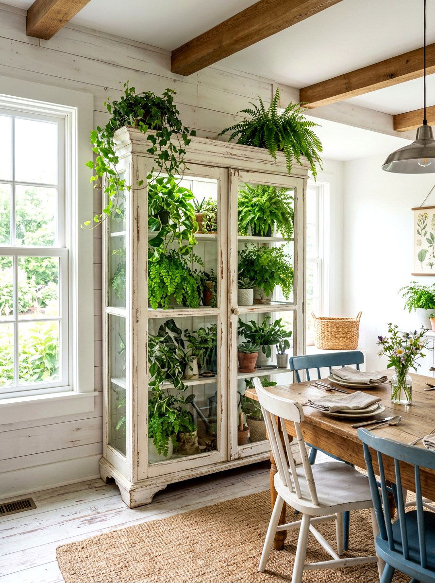 Repurposed Cabinet Greenhouse - 30 indoor greenhouse ideas