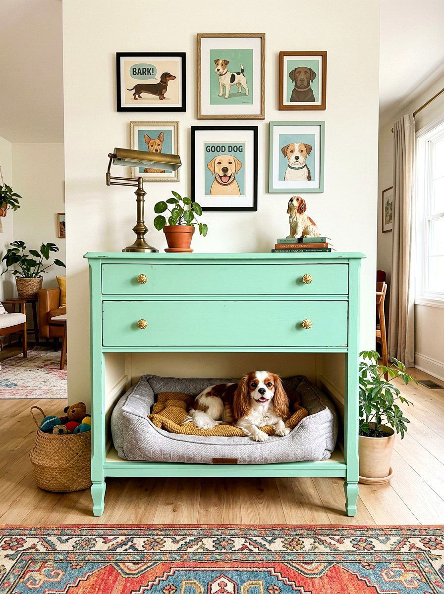 Repurposed Dog Dresser - 30 dog room storage ideas