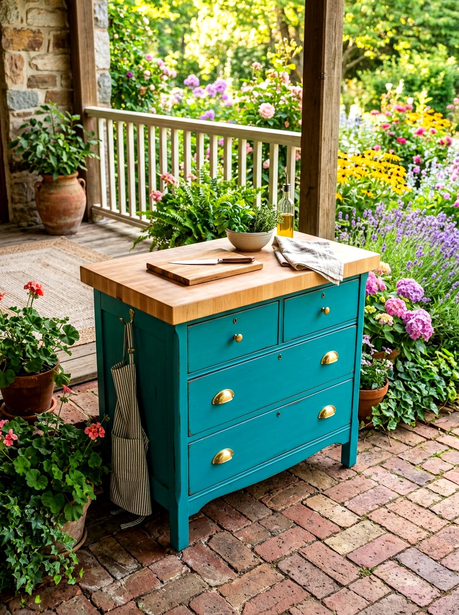 Repurposed Furniture Station - 30 outdoor prep station ideas