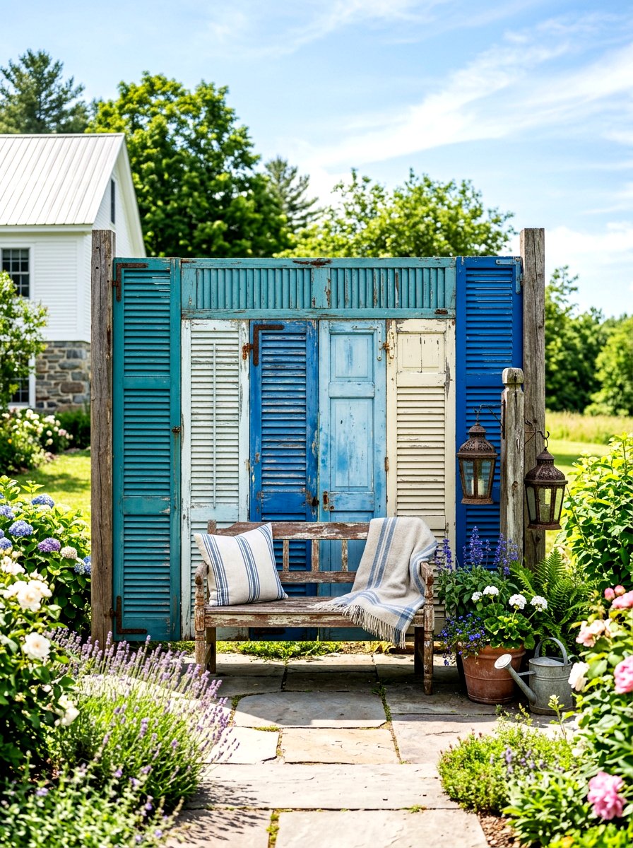 Repurposed Old Window Shutters - 30 porch privacy screen ideas