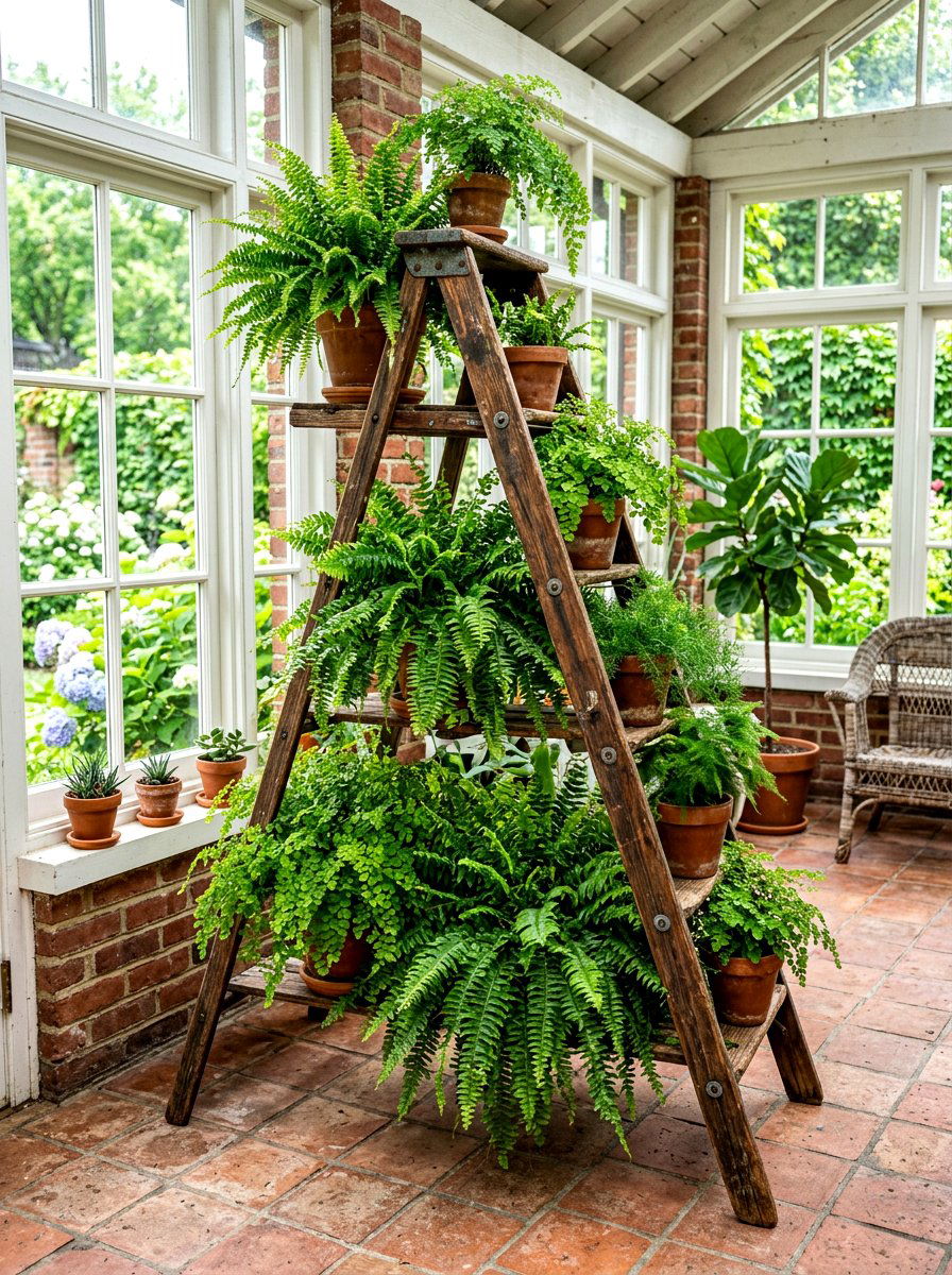 Repurposed Orchard Ladder Planter - 30 ladder planter ideas