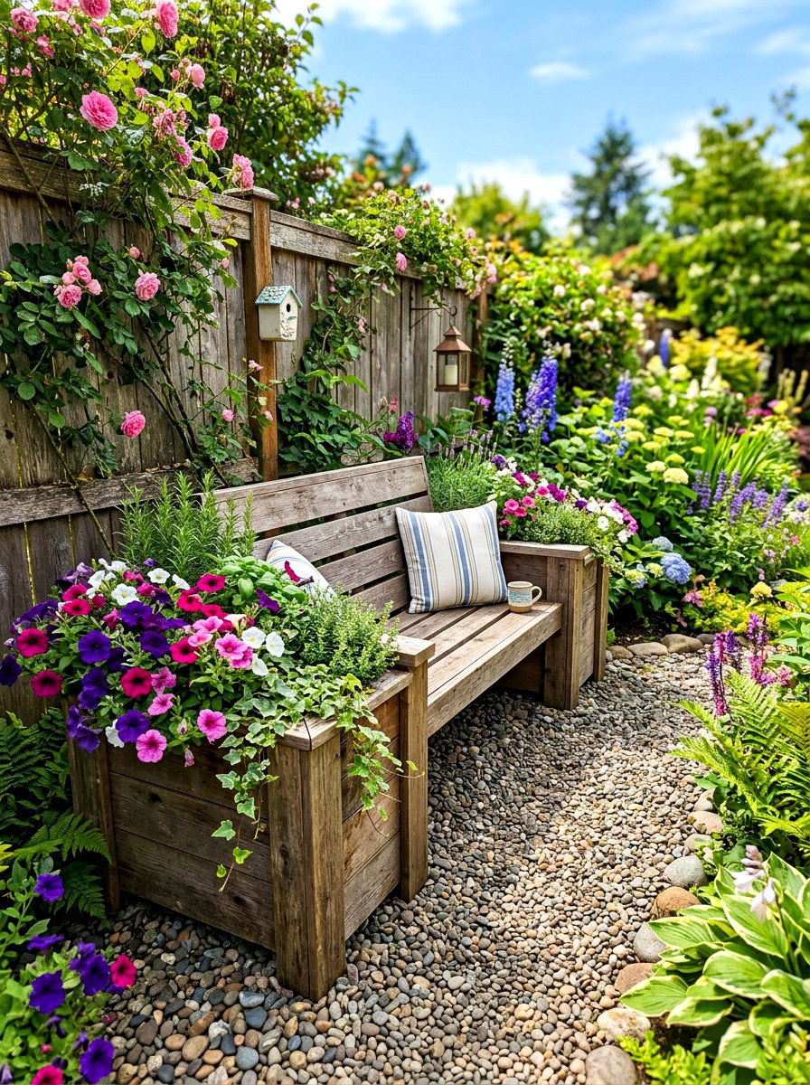 Repurposed Planter Seat - 30 secret garden seating ideas