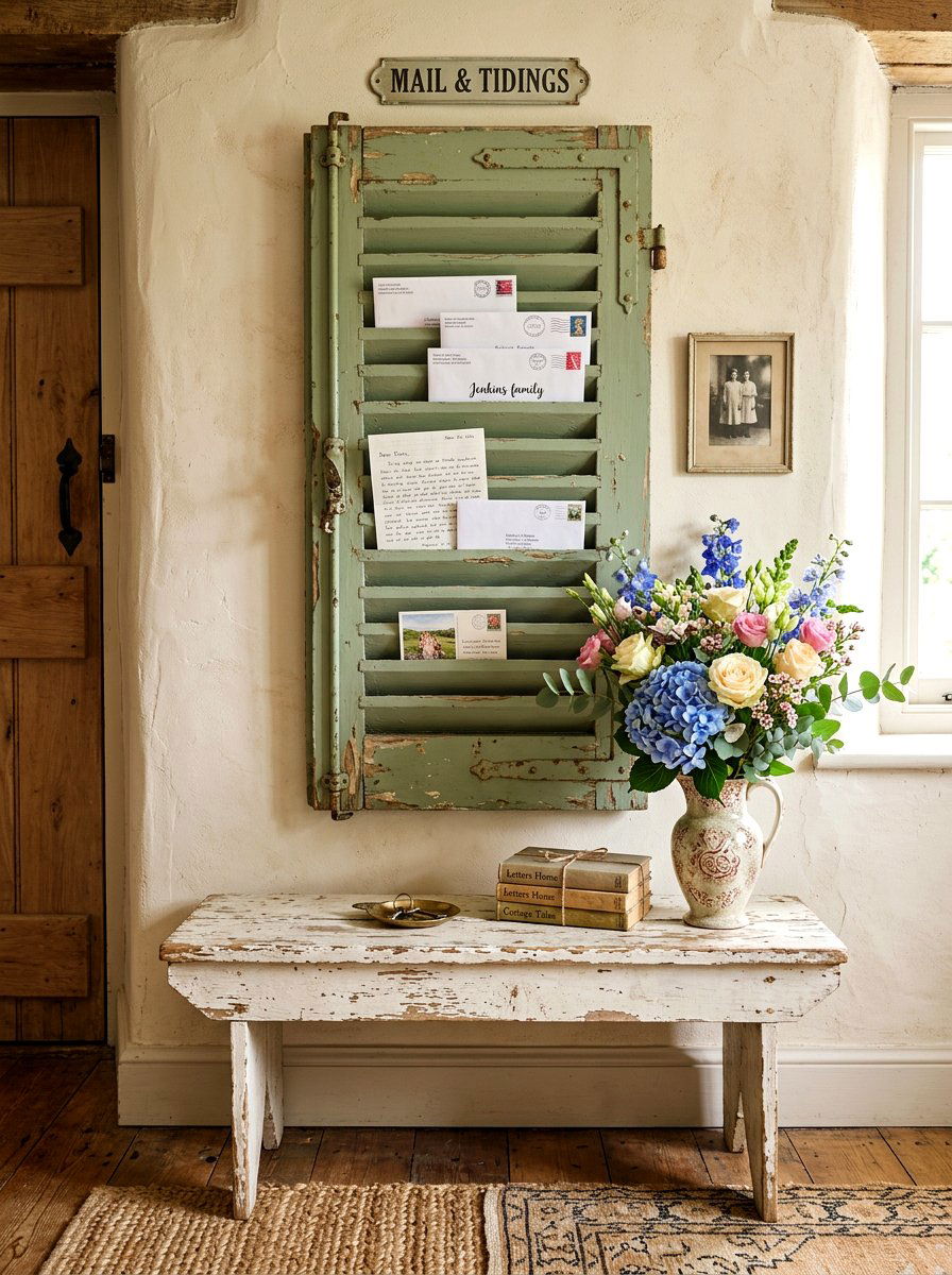 Repurposed Shutter Display - 30 mail drop zone ideas