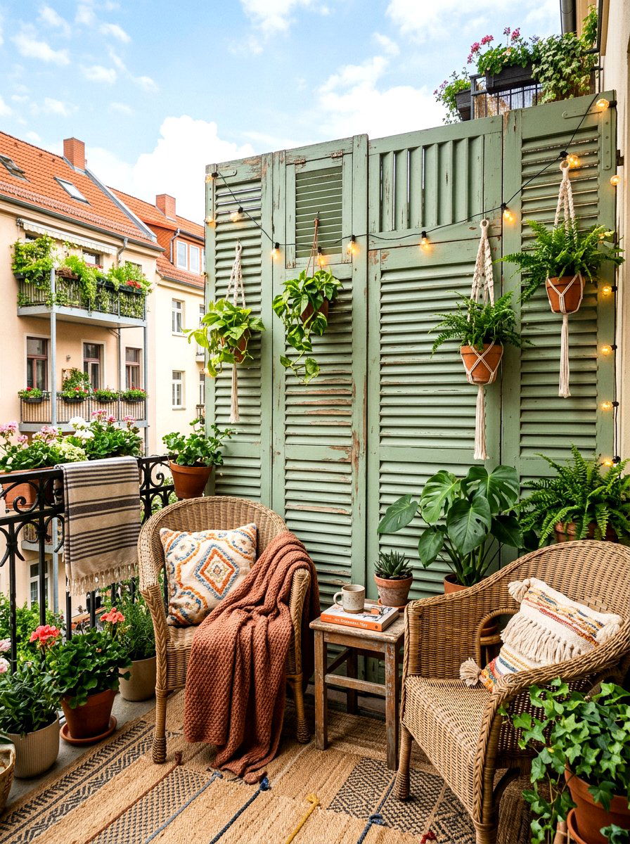 Repurposed Shutter Screen - 30 privacy fence ideas