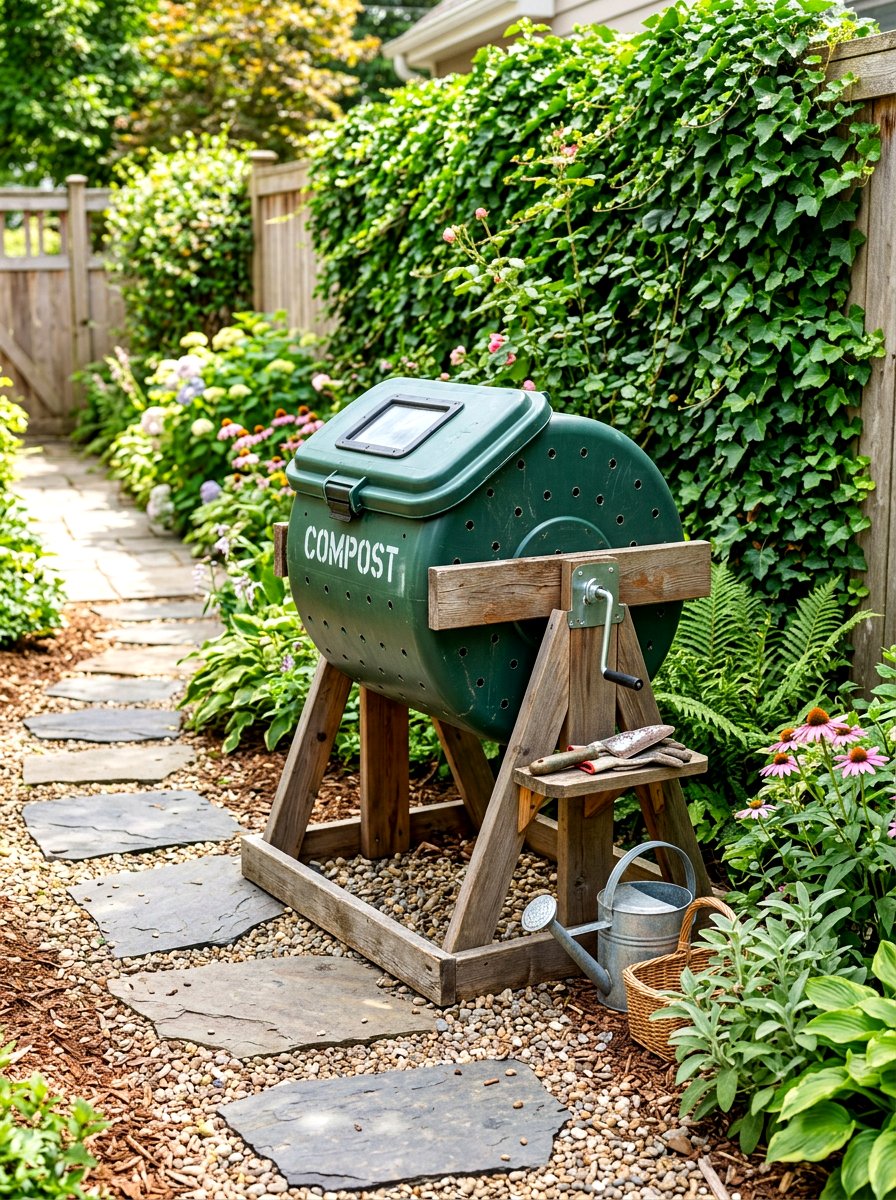 Repurposed Trash Can Composter - 30 compost station ideas