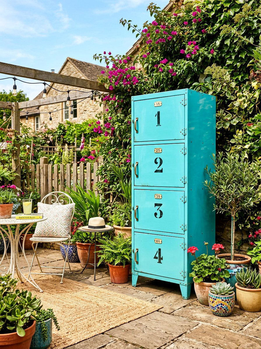 Repurposed Vintage Storage Locker - 30 outdoor broom closet ideas