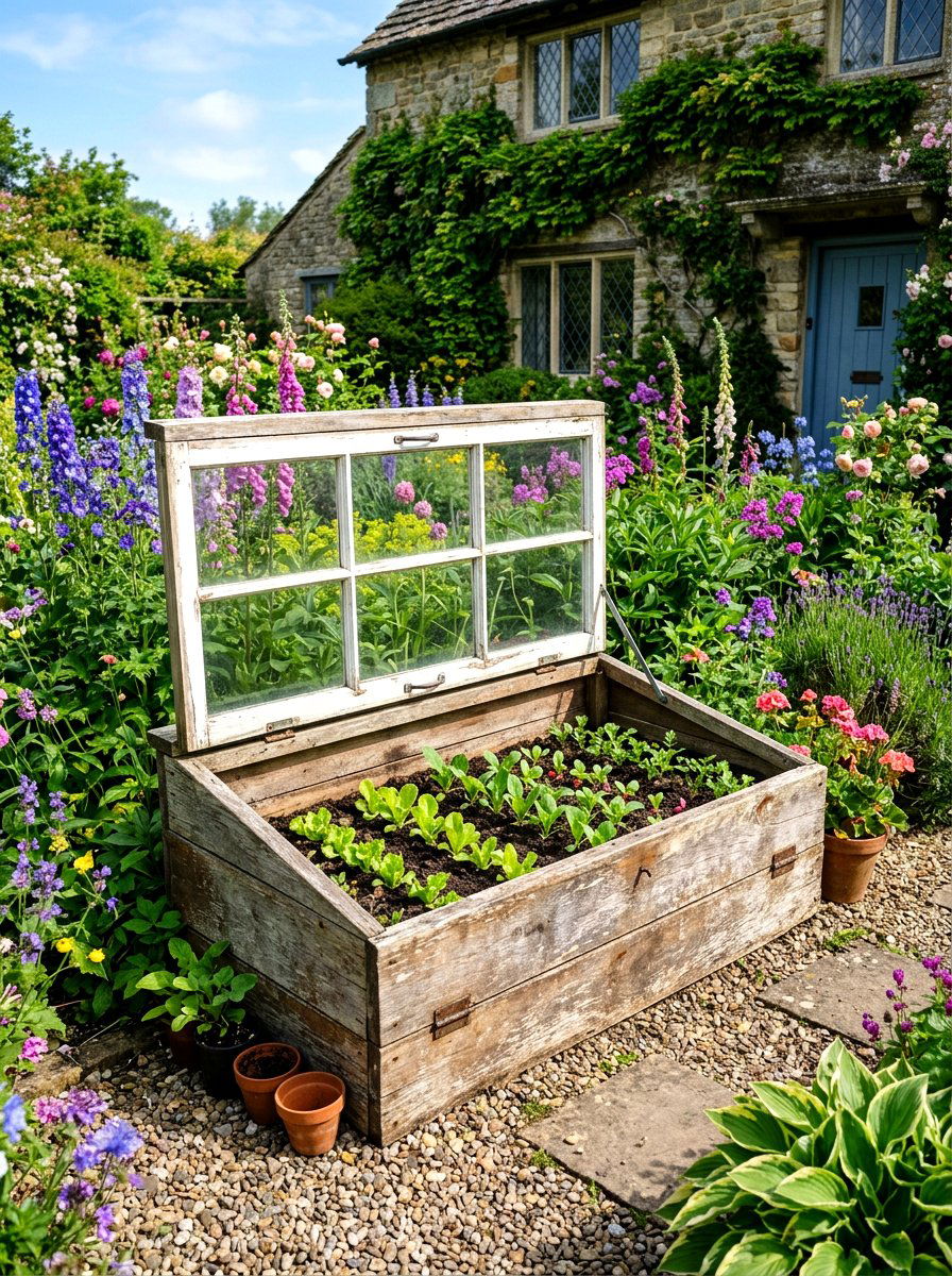 Repurposed Window Cold Frame - 30 raised bed cover ideas