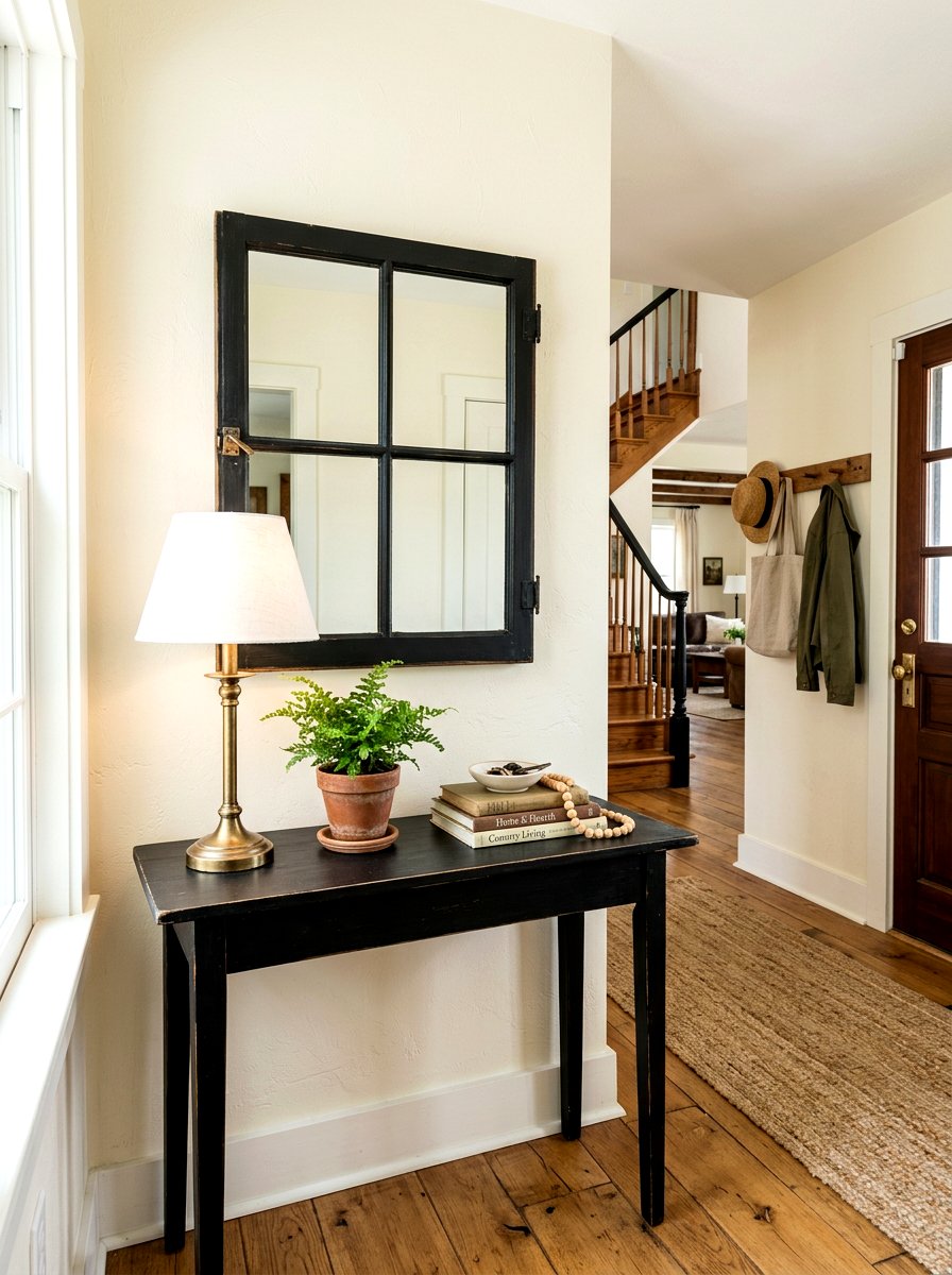 Repurposed Window Frame Mirror - 30 reclaimed material decor ideas