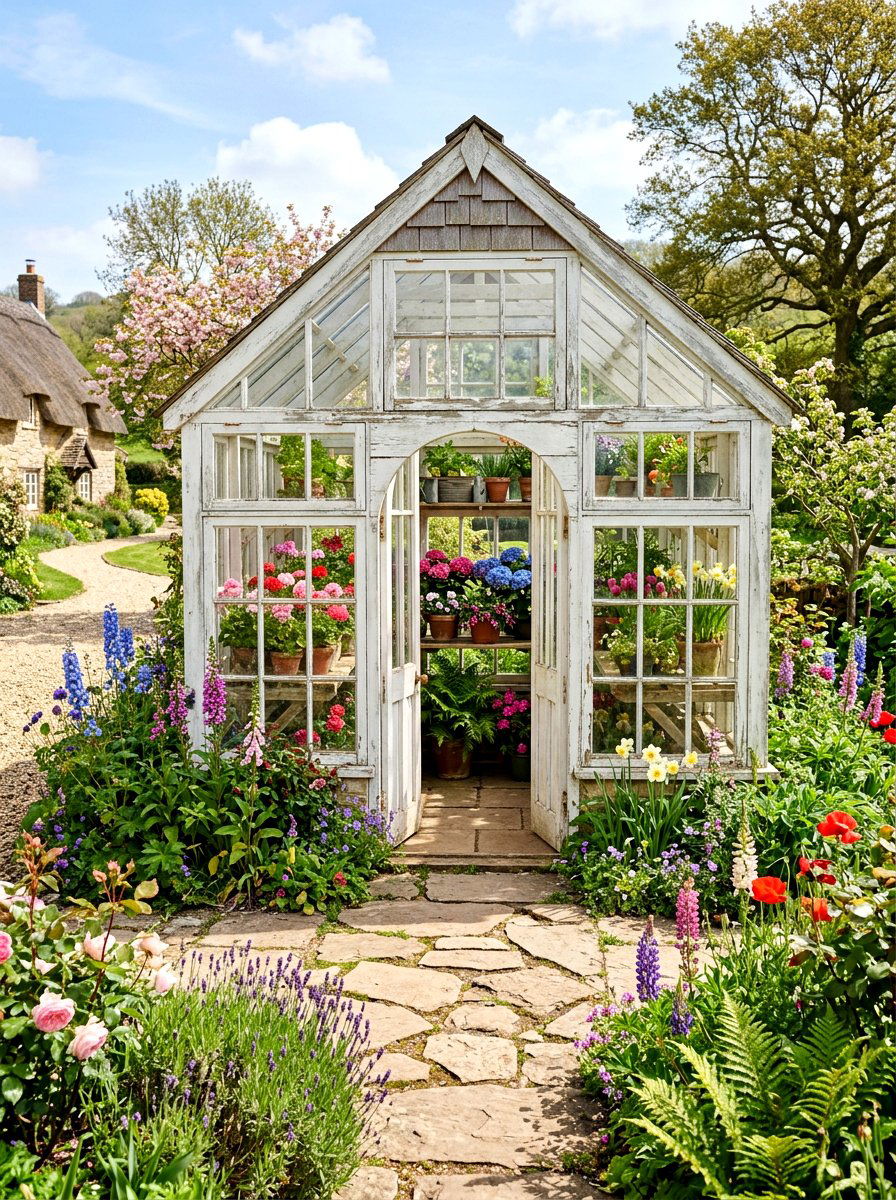 Repurposed Window Greenhouse - 30 mini backyard greenhouse ideas